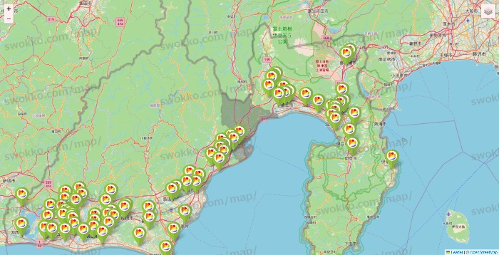 静岡県のSeria（セリア）の店舗地図