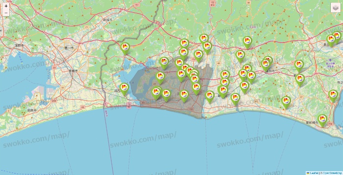 静岡県のSeria（セリア）の店舗地図