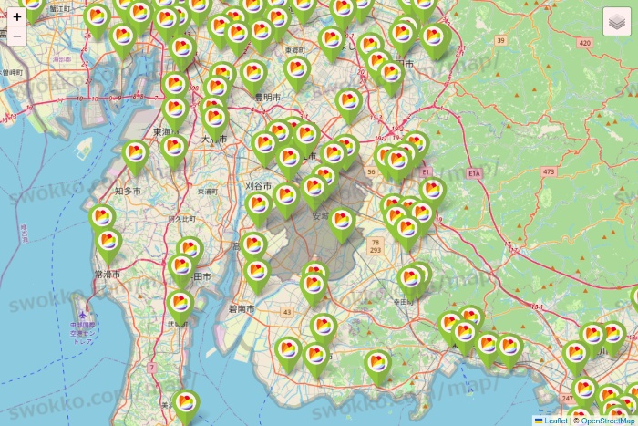 愛知県のSeria（セリア）の店舗地図