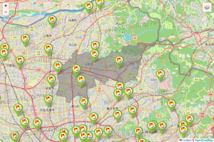 愛知県のSeria（セリア）の店舗地図