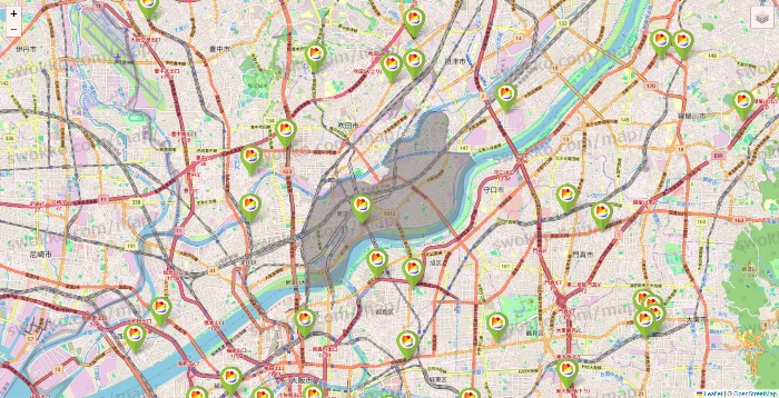 大阪府のSeria（セリア）の店舗地図