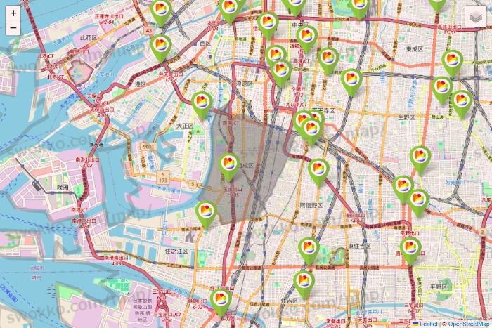 大阪府のSeria（セリア）の店舗地図