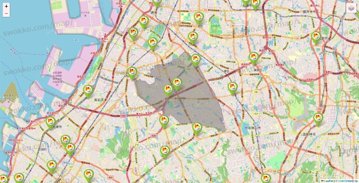 大阪府のSeria（セリア）の店舗地図