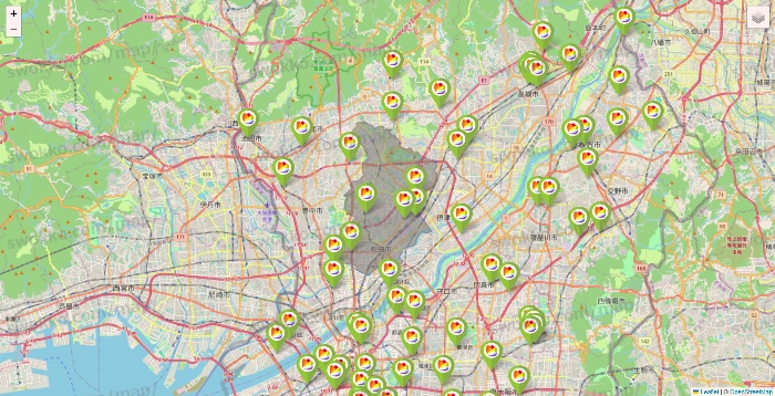 大阪府のSeria（セリア）の店舗地図