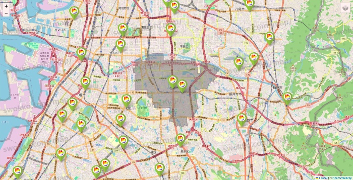 大阪府のSeria（セリア）の店舗地図