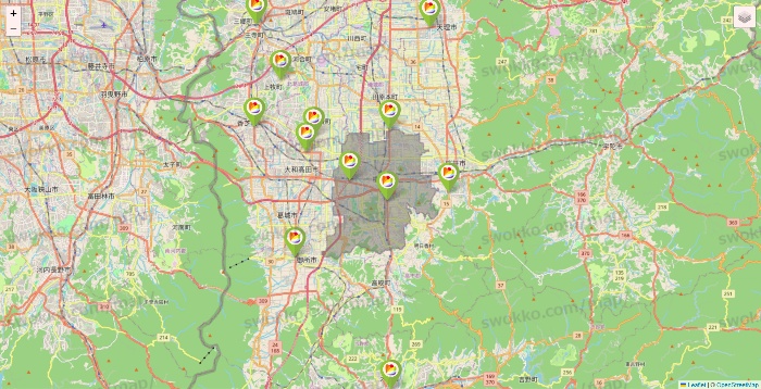 奈良県のSeria（セリア）の店舗地図