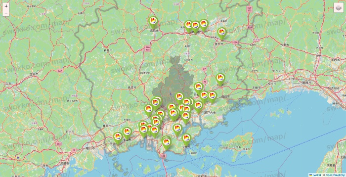 岡山県のSeria（セリア）の店舗地図