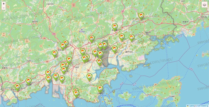 岡山県のSeria（セリア）の店舗地図