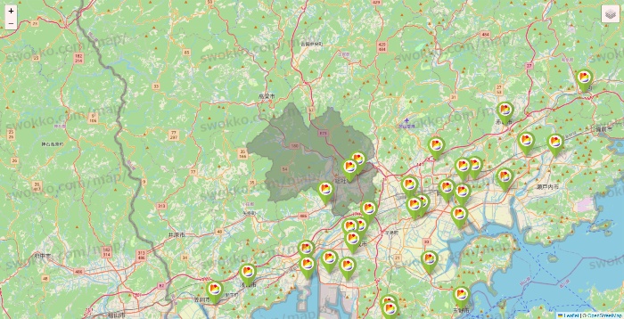 岡山県のSeria（セリア）の店舗地図