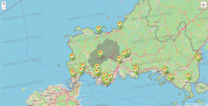 山口県のSeria（セリア）の店舗地図