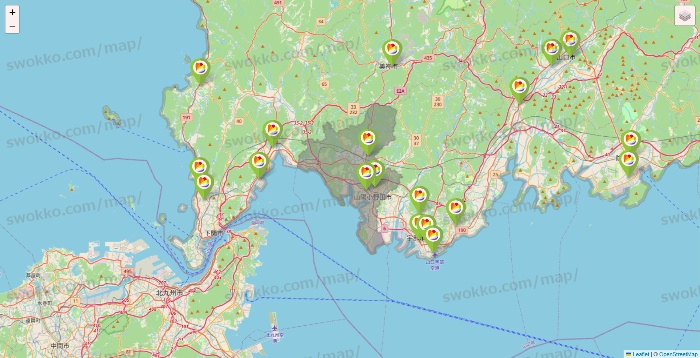 山口県のSeria（セリア）の店舗地図