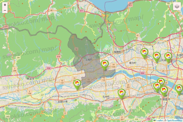 徳島県のSeria（セリア）の店舗地図