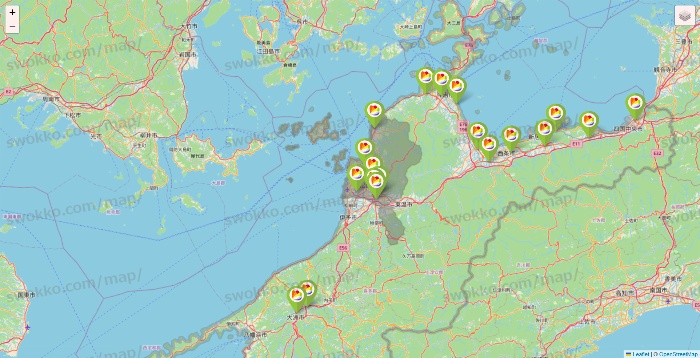 愛媛県のSeria（セリア）の店舗地図