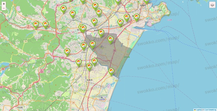 宮城県のSeria（セリア）の店舗地図