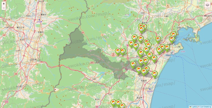 宮城県のSeria（セリア）の店舗地図