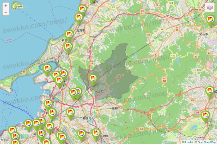 福岡県のSeria（セリア）の店舗地図