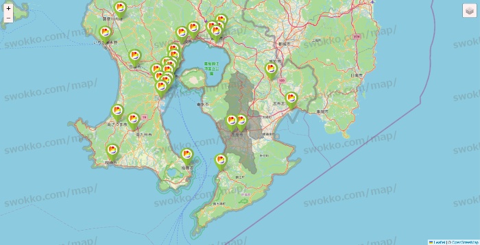 鹿児島県のSeria（セリア）の店舗地図