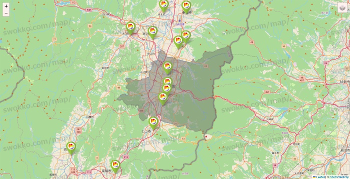 山形県のSeria（セリア）の店舗地図