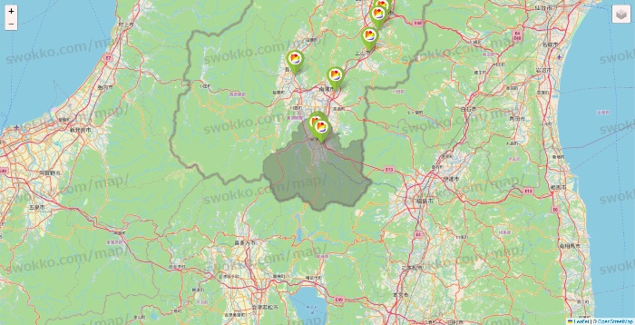 山形県のSeria（セリア）の店舗地図