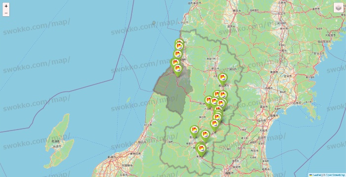 山形県のSeria（セリア）の店舗地図