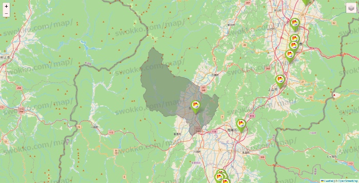 山形県のSeria（セリア）の店舗地図