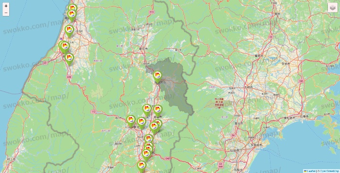 山形県のSeria（セリア）の店舗地図