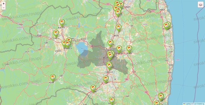 福島県のSeria（セリア）の店舗地図