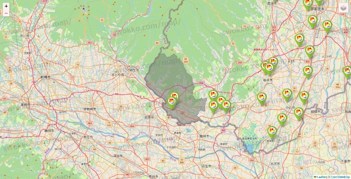 栃木県のSeria（セリア）の店舗地図