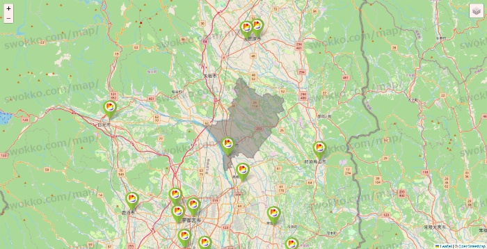 栃木県のSeria（セリア）の店舗地図