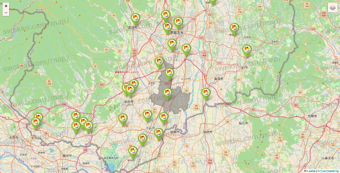 栃木県のSeria（セリア）の店舗地図