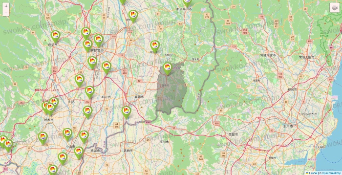 栃木県のSeria（セリア）の店舗地図