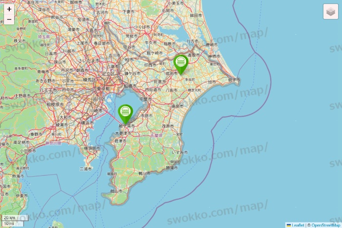 千葉県のシェイクシャックの店舗地図