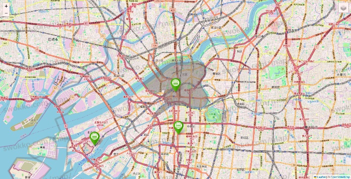 大阪府のシェイクシャックの店舗地図