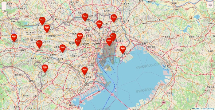 東京都の島忠の店舗地図