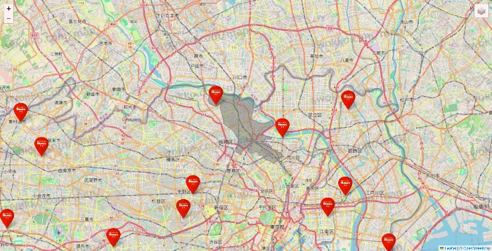 東京都の島忠の店舗地図