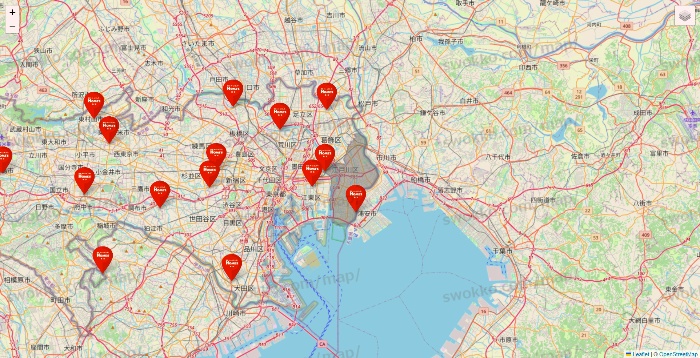 東京都の島忠の店舗地図