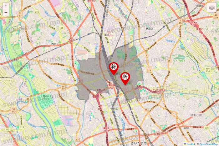 埼玉県の新時代の店舗地図