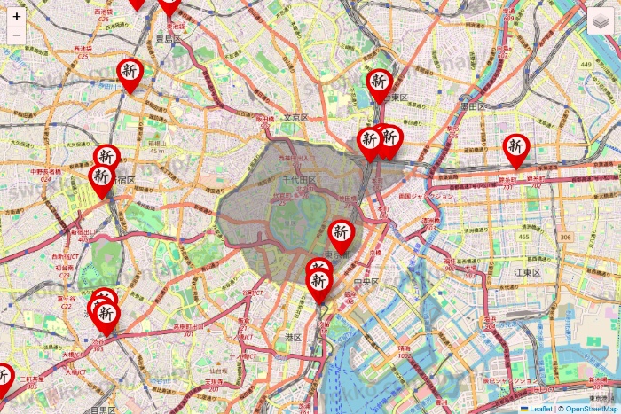 東京都の新時代の店舗地図