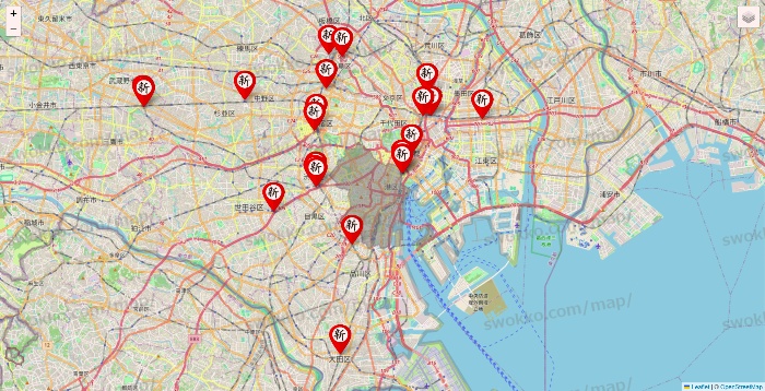 東京都の新時代の店舗地図