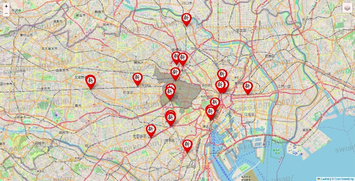 東京都の新時代の店舗地図