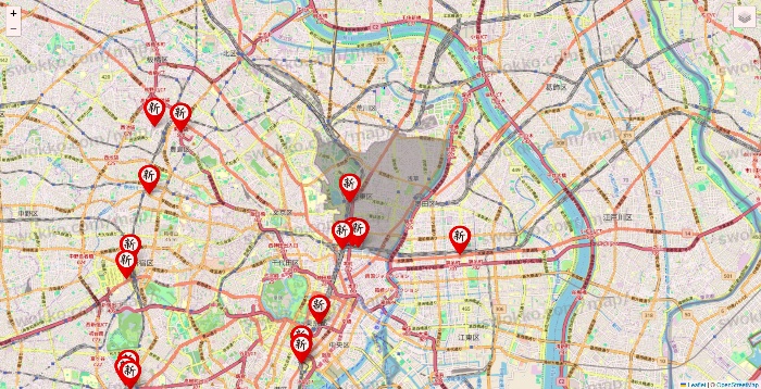 東京都の新時代の店舗地図