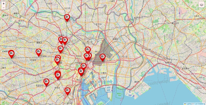 東京都の新時代の店舗地図