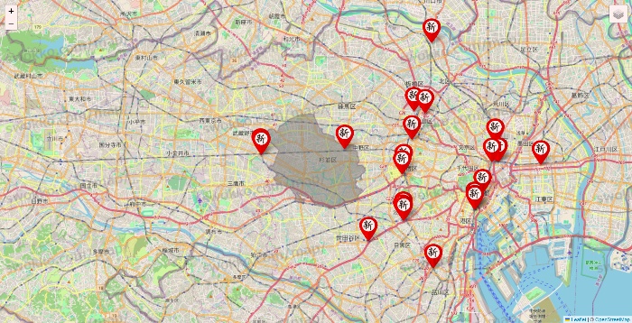 東京都の新時代の店舗地図