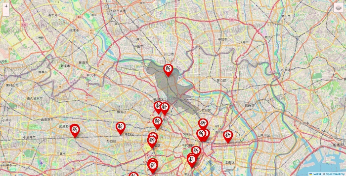 東京都の新時代の店舗地図