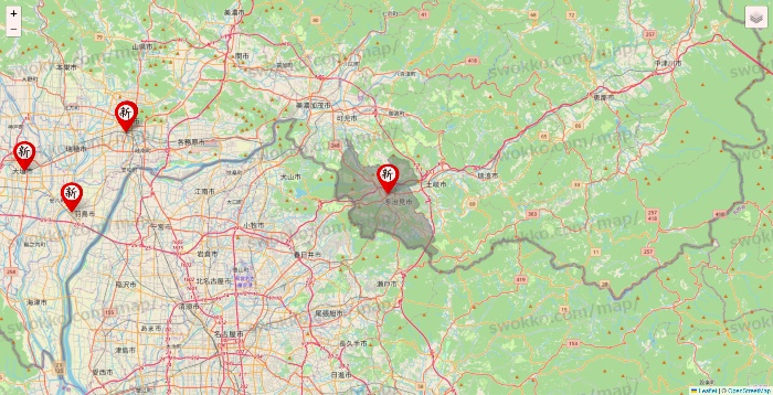 岐阜県の新時代の店舗地図