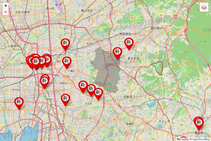 愛知県の新時代の店舗地図
