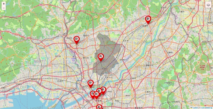 大阪府の新時代の店舗地図