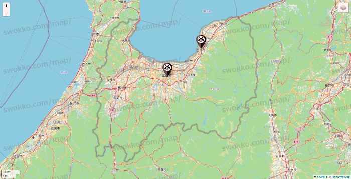 富山県のショーグンバーガーの店舗地図