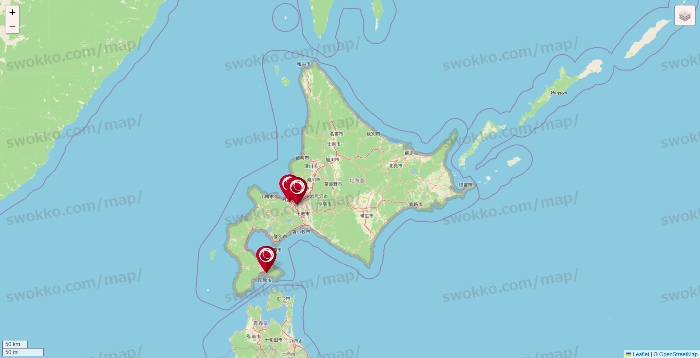 北海道の損保ケアの店舗地図