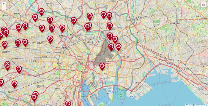 東京都の損保ケアの施設地図